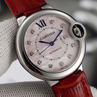Cartier 316L Steel 33MM NH05 Movement WaterProof to 100M White/Pink Watch